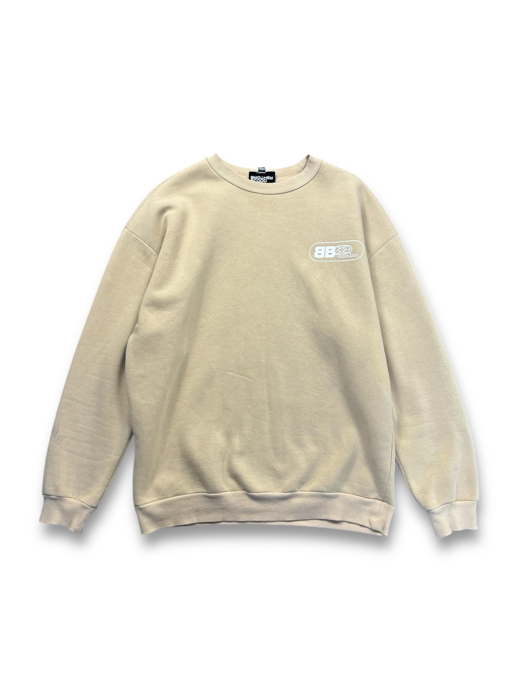 BloodBrother Beige Crewneck Jumper (L) Big Boy Thrifting