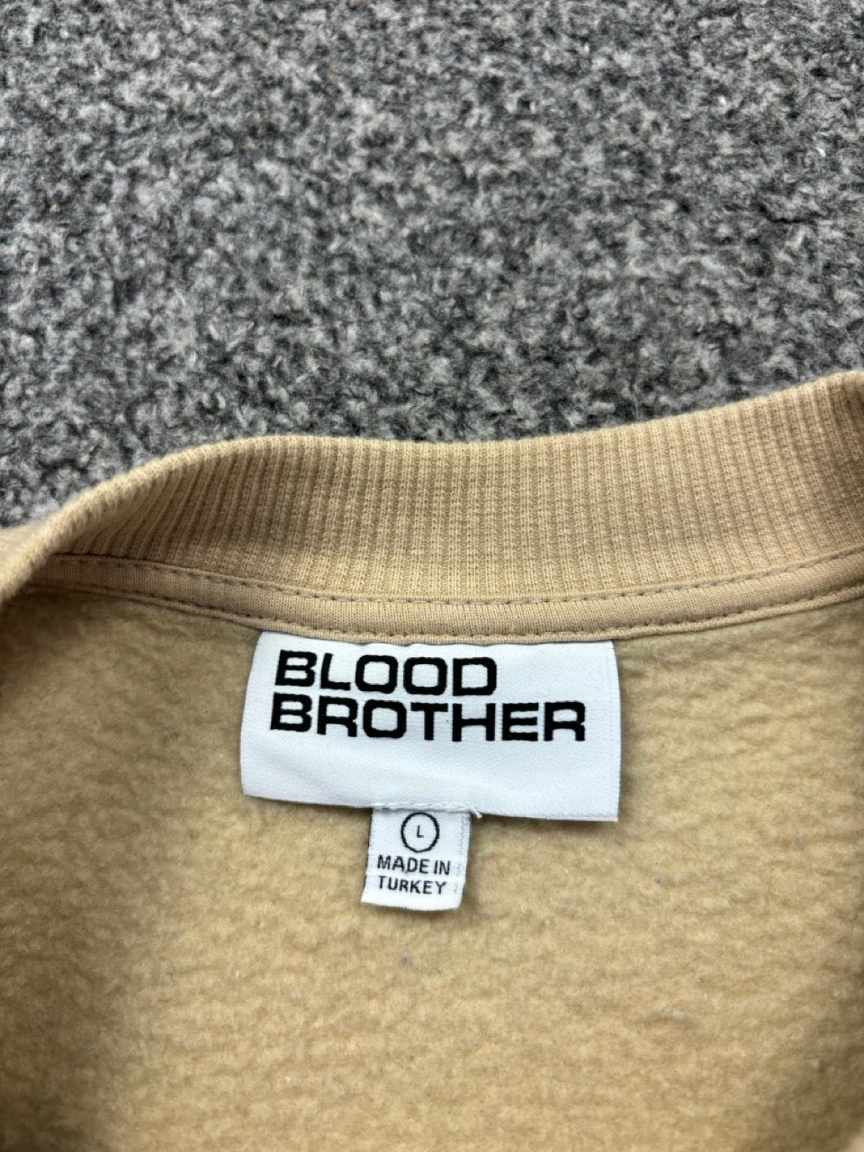 BloodBrother Beige Crewneck Jumper (L) Big Boy Thrifting
