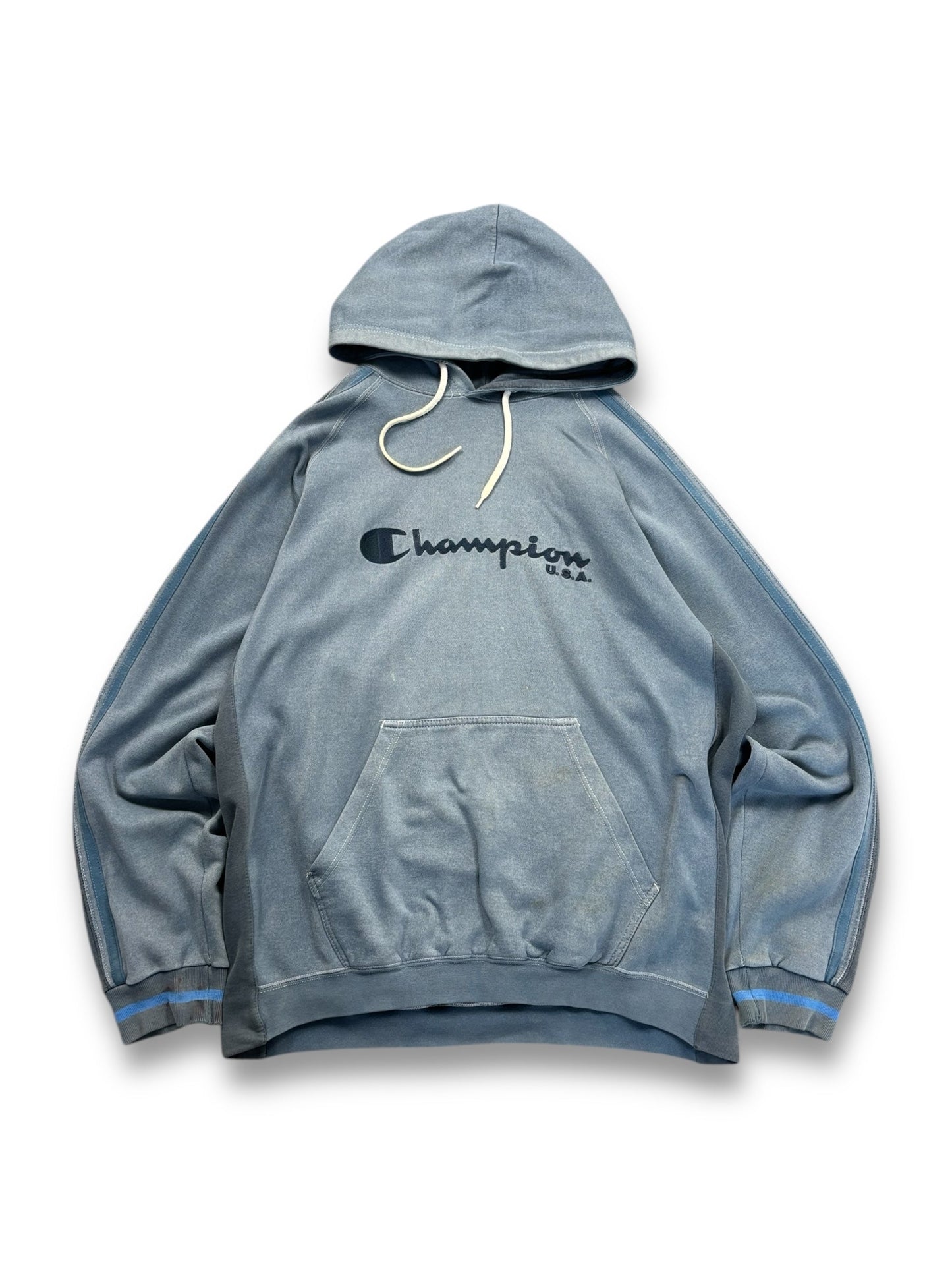 Champion Blue Spell Out Hoodie (XXL) Big Boy Thrifting