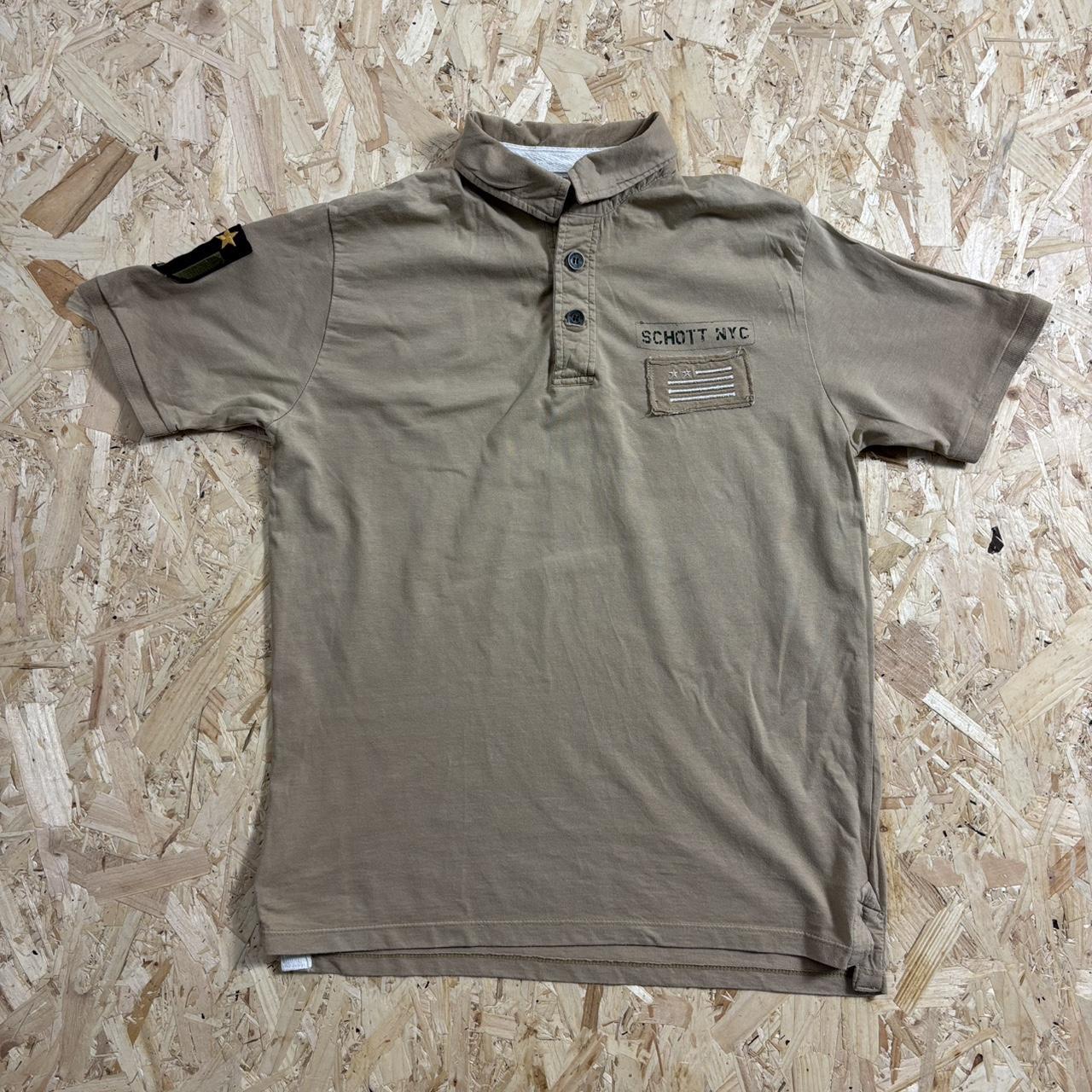 Schott brown West Point Academy polo shirt size L