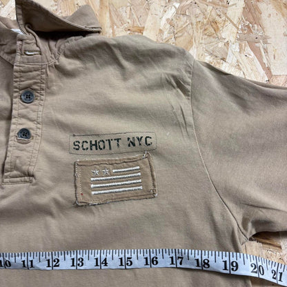 Schott brown west point academy polo shirt L