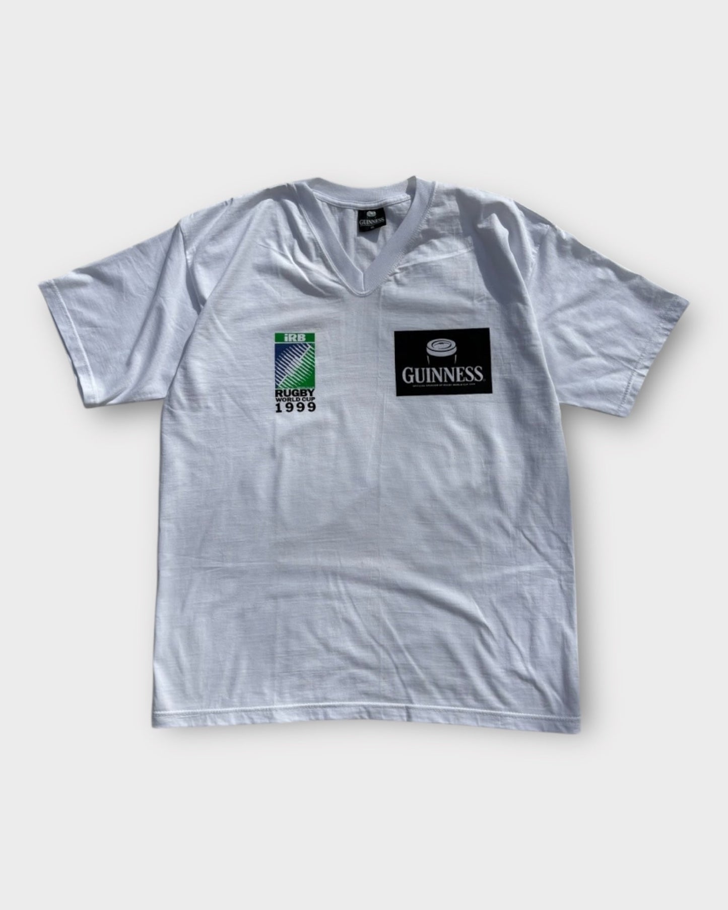 An image of a Guinness 1999 Rugby White Tshirt in size XL.