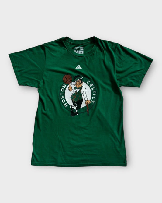 An image of a Adidas Boston Celtics Green Graphic Tshirt in size M.