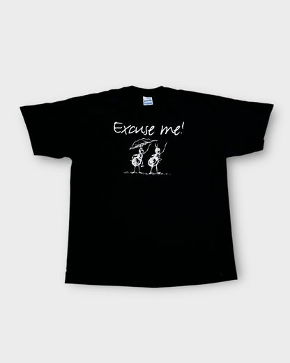 An image of a ScreenStars Vintage Excuse Me Black Graphic Tshirt in size 2XL.