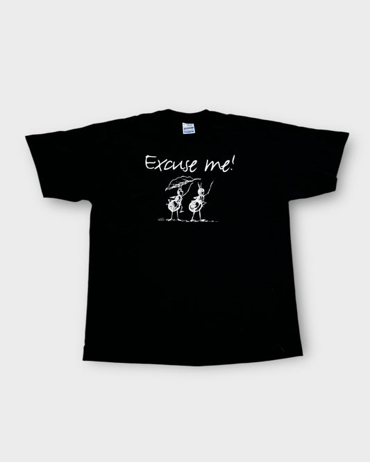 An image of a ScreenStars Vintage Excuse Me Black Graphic Tshirt in size 2XL.