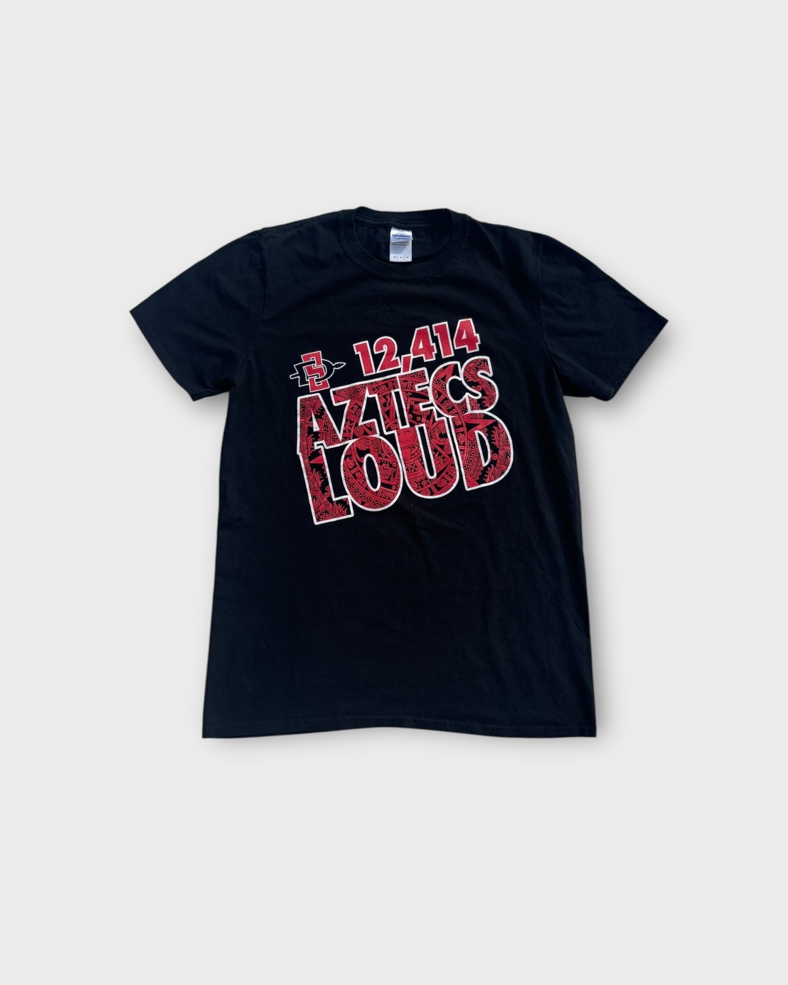 An image of a Aztecs Loud Black Graphic Tshirt in size M.