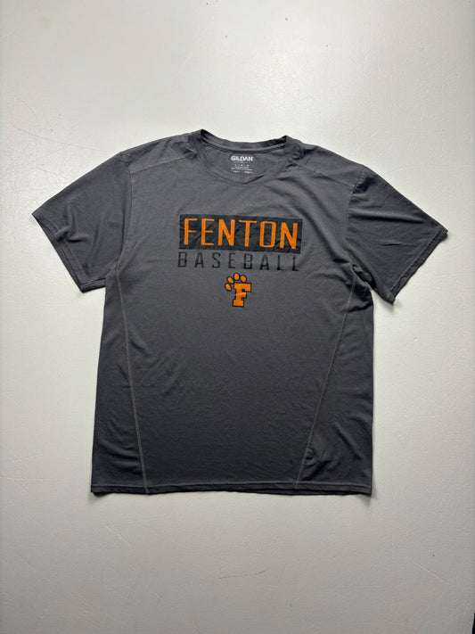 An image of a Gildan American Fenton Baseball tshirt in size L.
