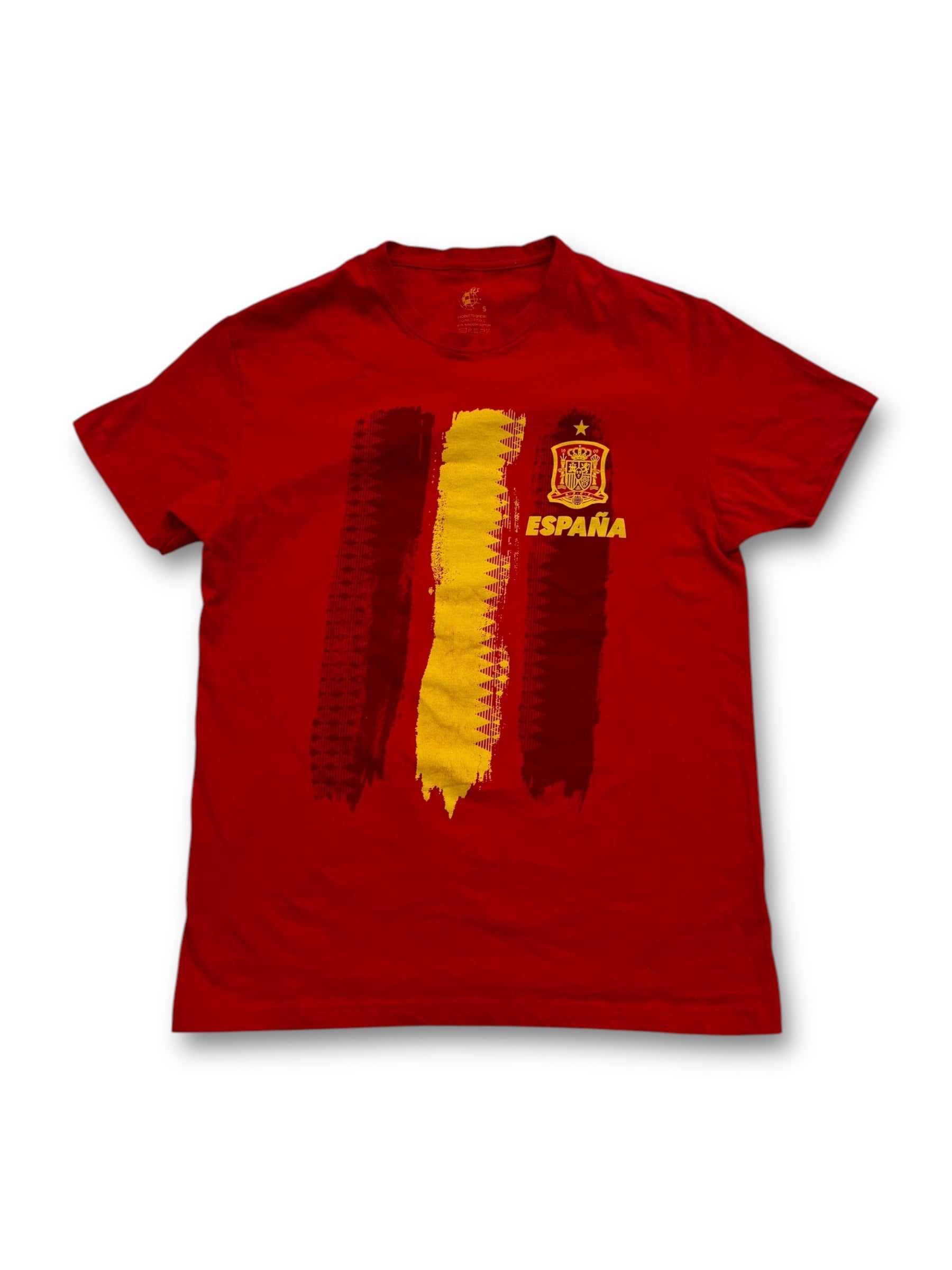 An image of a Espana Red Graphic Tshirt in size S.