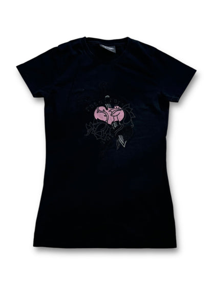 An image of a Vertigo Embroidered Graphic Tshirt in size XS.